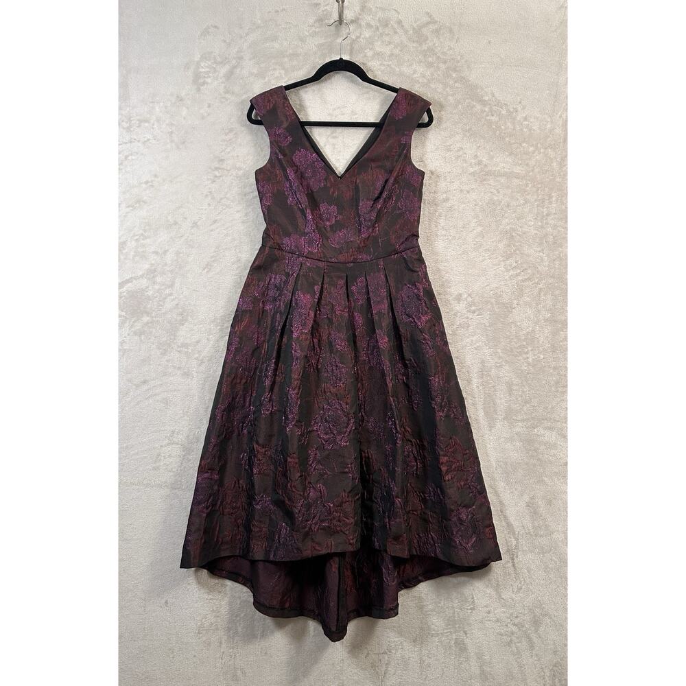 Lauren Ralph Lauren Metallic Jacquard High-Low Pleated With Pockets Dress Size 8